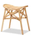 Baxton Studio Elgon Rattan Footstool In Brown