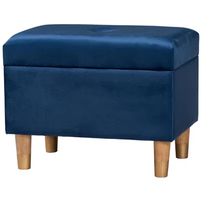 Baxton Studio Elias Modern Navy Blue Velvet Fabric Storage Ottoman