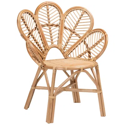 Baxton Studio Eliava Natural Brown Rattan Flower Accent Chair