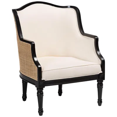 Baxton Studio Elizette Black Wood Accent Chair In White