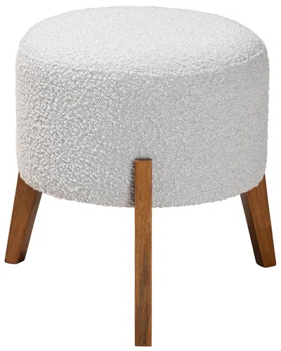 Baxton Studio Elkie Japandi Ottoman Footstool In White