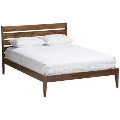 Baxton Studio Elmdon Walnut Wood King Platform Bed