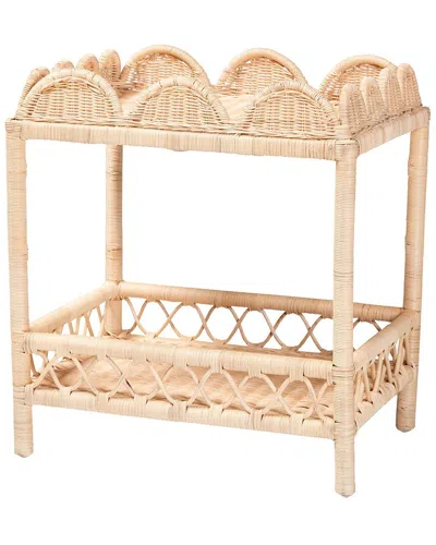 Baxton Studio Eloisa Natural Rattan End Table In Pink