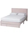 Baxton Studio Elora Modern Pleated Velvet Queen Size Storage Bed
