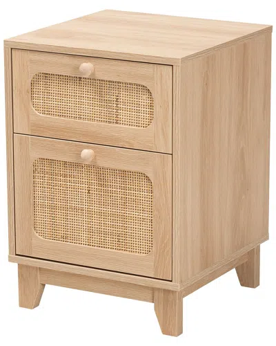 Baxton Studio Elsbeth Mid-century Modern Rattan 1-drawer End Table In Pink