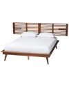 Baxton Studio Elvina Mid-century Platform Bed With Built-in Shelves