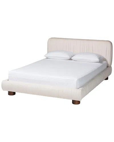 Baxton Studio Emsley Luxe Pleated Velvet Queen Size Platform Bed