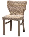 Baxton Studio Enver Modern Bohemian Grey Rattan And Brown Wood 2-piece Dining Chair Set In Grey