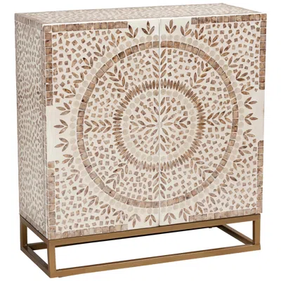 Baxton Studio Ercilia 27 1/2" Wide White And Brown 2-door Storage Cabinet