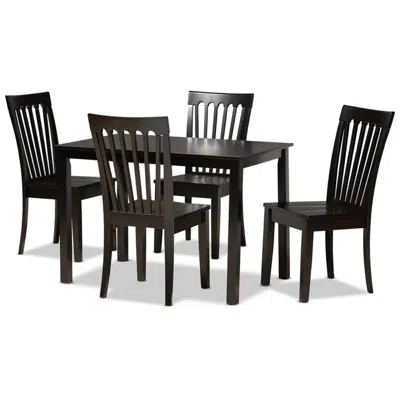Baxton Studio Erion Dark Brown Wood 5-piece Dining Set In Black