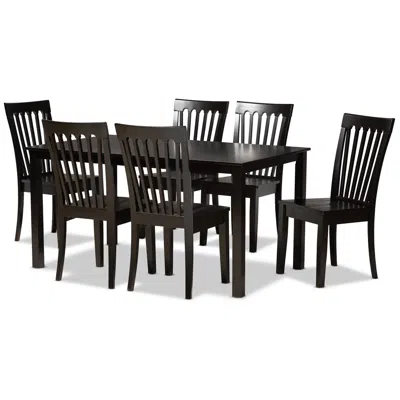Baxton Studio Erion Dark Brown Wood 7-piece Dining Set In Black