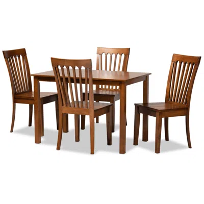 Baxton Studio Erion Walnut Brown Wood 5-piece Dining Set