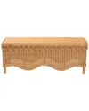 Baxton Studio Erla Bohemian Rattan Accent Bench With Scallop Border In Brown