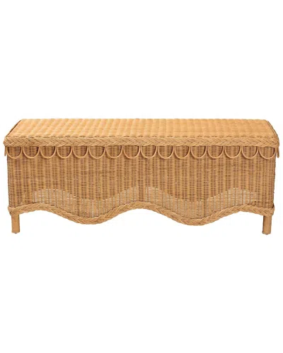 Baxton Studio Erla Bohemian Rattan Accent Bench With Scallop Border In Brown