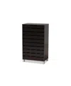 Baxton Studio Ernest Modern And Contemporary 38.4" Finished Wood 2-door Shoe Storage Cabinet In Dark Brown,gray