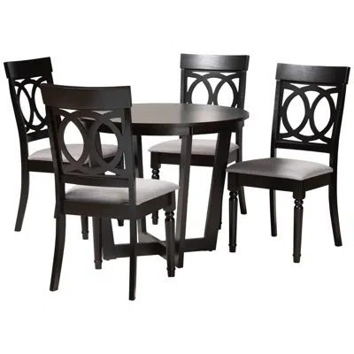 Baxton Studio Estelle Gray Fabric 5-piece Dining Set In Black