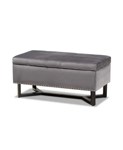 Baxton Studio Esther Modern And Contemporary Velvet Fabric Upholstered And Finished Wood Storage Ottoman In Gray