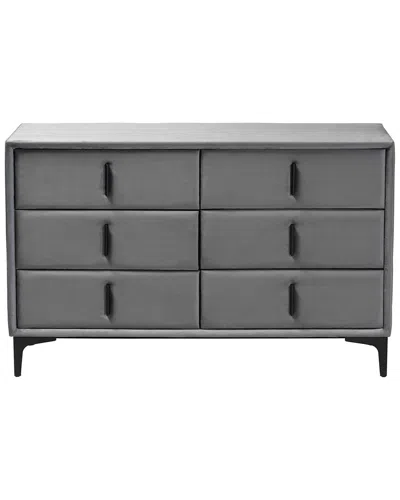 Baxton Studio Etienne Modern Velvet 6-drawer Dresser In Gray