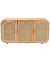 Baxton Studio Evania Bohemian Rattan 3-door Storage Cabinet