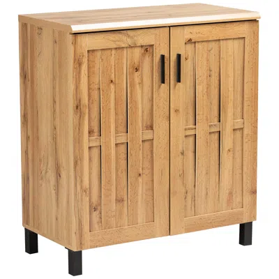 Baxton Studio Excel 31 1/2" Wide Oak Brown 2-door Storage Cabinet