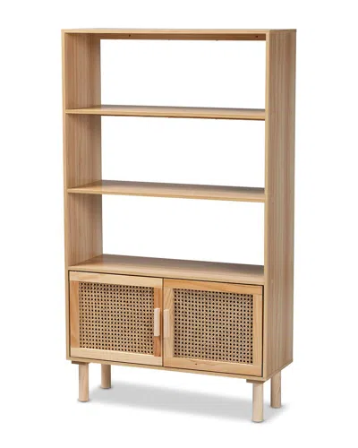 Baxton Studio Faulkner Rattan 2-door Bookcase In Beige