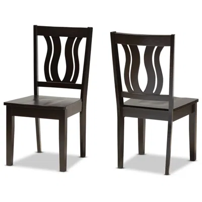 Baxton Studio Fenton Dark Brown Wood Dining Chairs Set Of 2