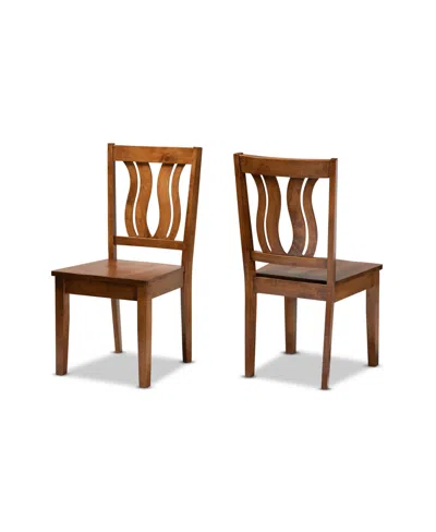 Baxton Studio Fenton Modern And Contemporary Transitional 2-piece Finished Wood Dining Chair Set In Walnut Brown