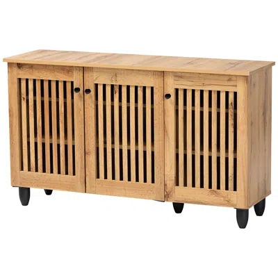 Baxton Studio Fernanda 45"w Oak Brown 3-door Shoe Cabinet