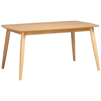Baxton Studio Flora 59" Wide Natural Oak Rectangular Dining Table In Brown