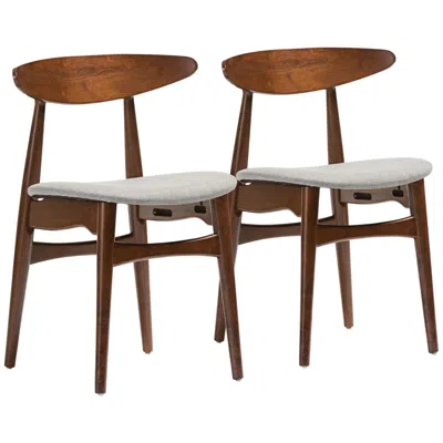 Baxton Studio Flora Gray Fabric Oak Dining Chair Set Of 2