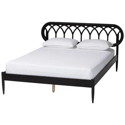Baxton Studio Florica Art Deco Black Wood Queen Platform Bed