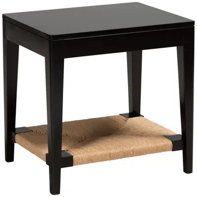 BAXTON STUDIO FREYA 19 3/4" WIDE BLACK WOOD RECTANGULAR END TABLE