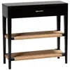 Baxton Studio Freya 31 1/2" Wide Black Wood Rectangular 1-drawer Console Table In Multi