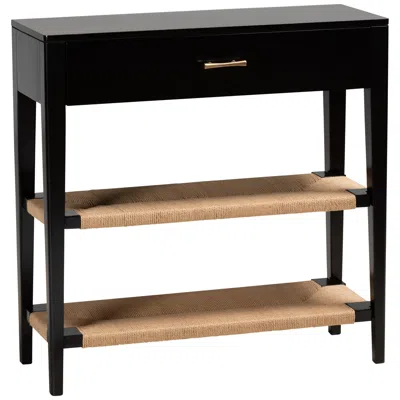 Baxton Studio Freya 31 1/2" Wide Black Wood Rectangular 1-drawer Console Table In Multi