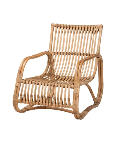 Baxton Studio Furniture Blanca 29.7" Rattan Bohemian Accent Chair In Brown
