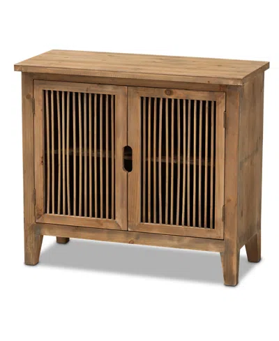 Baxton Studio Furniture Clement Rustic Transitional 2 Door Spindle Accent Storage Cabinet In Brown