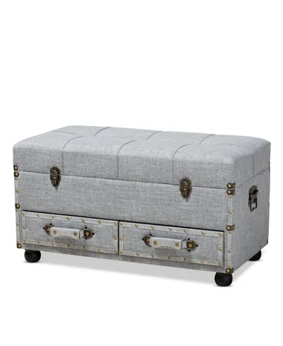 Baxton Studio Furniture Flynn Modern Transitional Upholstered 2 Drawer Storage Trunk Ottoman In Gray