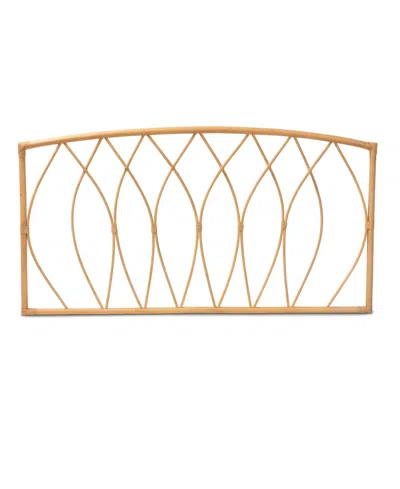 Baxton Studio Furniture Halia 2" Rattan Bohemian Queen Wall-mount Headboard In Gold