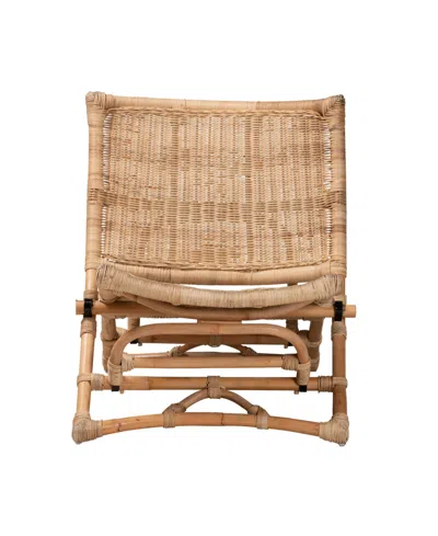 Baxton Studio Furniture Herrara 27.6" Rattan Bohemian Foldable Lounge Chair In Brown