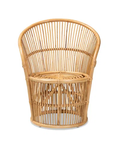 Baxton Studio Furniture Narva 31.3" Rattan Bohemian Accent Chair In Brown