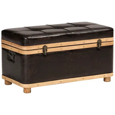 Baxton Studio Gendry 31 1/2" Wide Dark Brown Tufted Storage Ottoman In Black