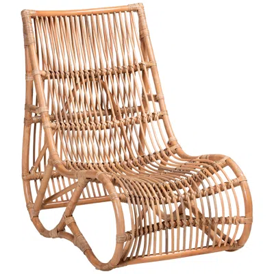 Baxton Studio Genera Natural Brown Rattan Lounge Chair