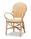 Baxton Studio Genna Rattan Dining Chair In Brown