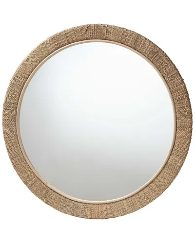 Baxton Studio Geralyn Japandi Round Wall Mirror In Brown