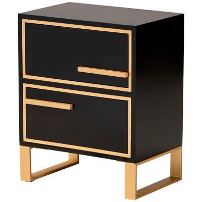 BAXTON STUDIO GIOLLA 17 3/4" WIDE BLACK AND GOLD 2-DRAWER NIGHTSTAND
