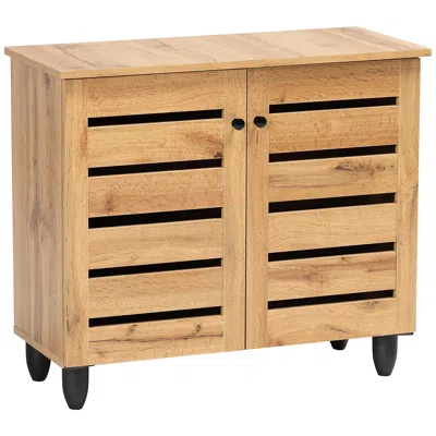 Baxton Studio Gisela 30" Wide Oak Brown 2-door Shoe Cabinet