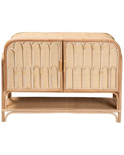 Baxton Studio Gitano Bohemian Rattan 2-door Storage Cabinet In Brown