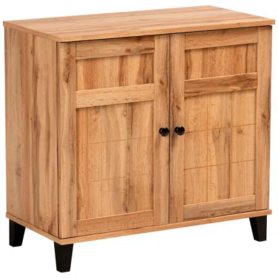 Baxton Studio Glidden 29 1/2" Wide Oak Brown 2-door Shoe Storage Cabinet