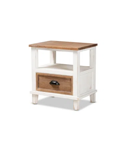 Baxton Studio Glynn Rustic Farmhouse Weathered 20.3" Two-tone And Finished Wood 1-drawer Nightstand In Brown