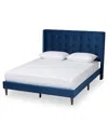 Baxton Studio Gothard Modern Contemporary Velvet Upholstered Platform Bed In Blue